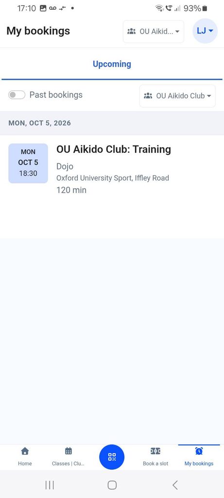 Sessoins booked can be viewer and selected if necessary.