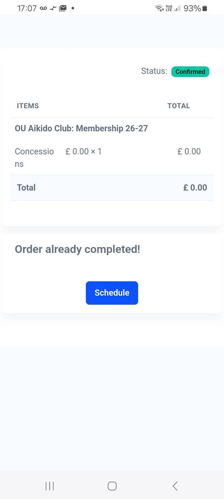 The purchase is complete and a practice session can be scheduled.
